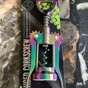 New thyme & table winged oil slick iridescent corkscrew wine opener